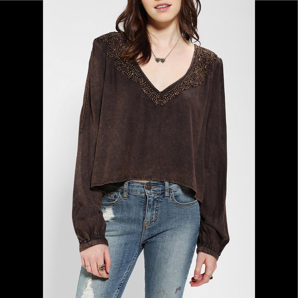 Urban Outfitters brand long open sleeve crop top